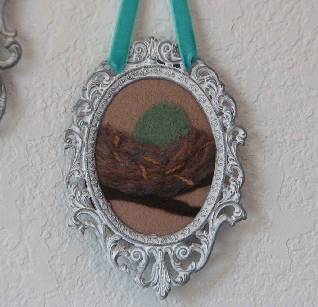 Tiny Nest Folk Art in Vintage Frame