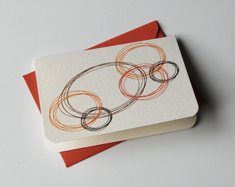 Rings, Brown and Orange - Folded notes - Set of 5