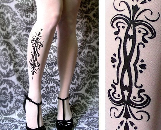 sexy TATTOO 01 thigh-high socks WHITE