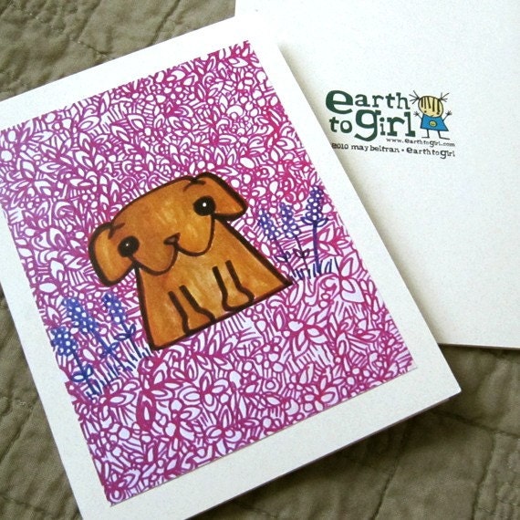 Puppy in Lavender Greeting Card