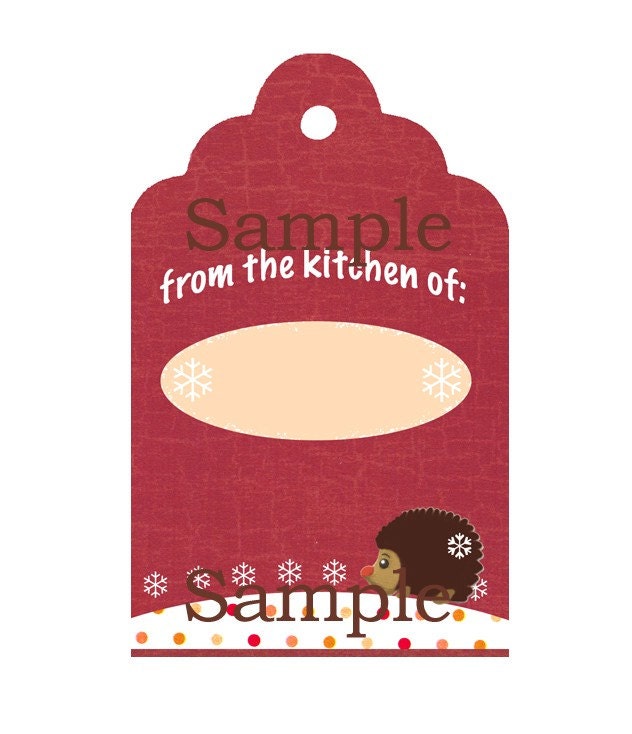 Digital Christmas sheet YOU PRINT Hedgehog Kitchen Tag woodland winter from the kitchen of download jpeg jpg pdf  baked goods gift label