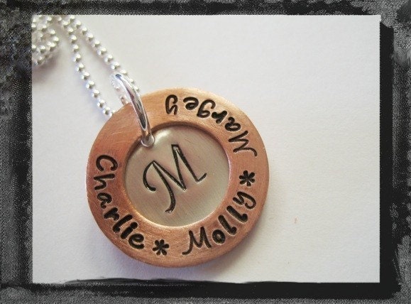 Hand Stamped Necklace - Personalized Jewelry - Sterling Silver & Copper Necklace