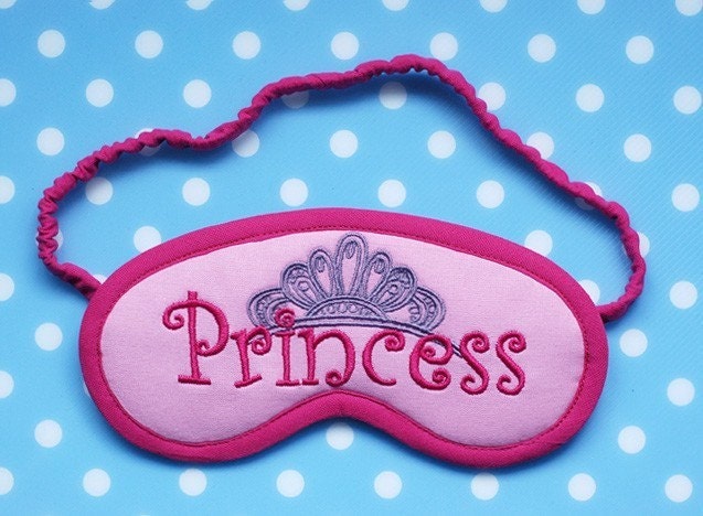 Pink Princess and Tiara VALENTINES Embroidered Sleep Mask