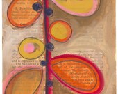 Twig - Original Painting on Antique Book Paper (free shipping - domestic)