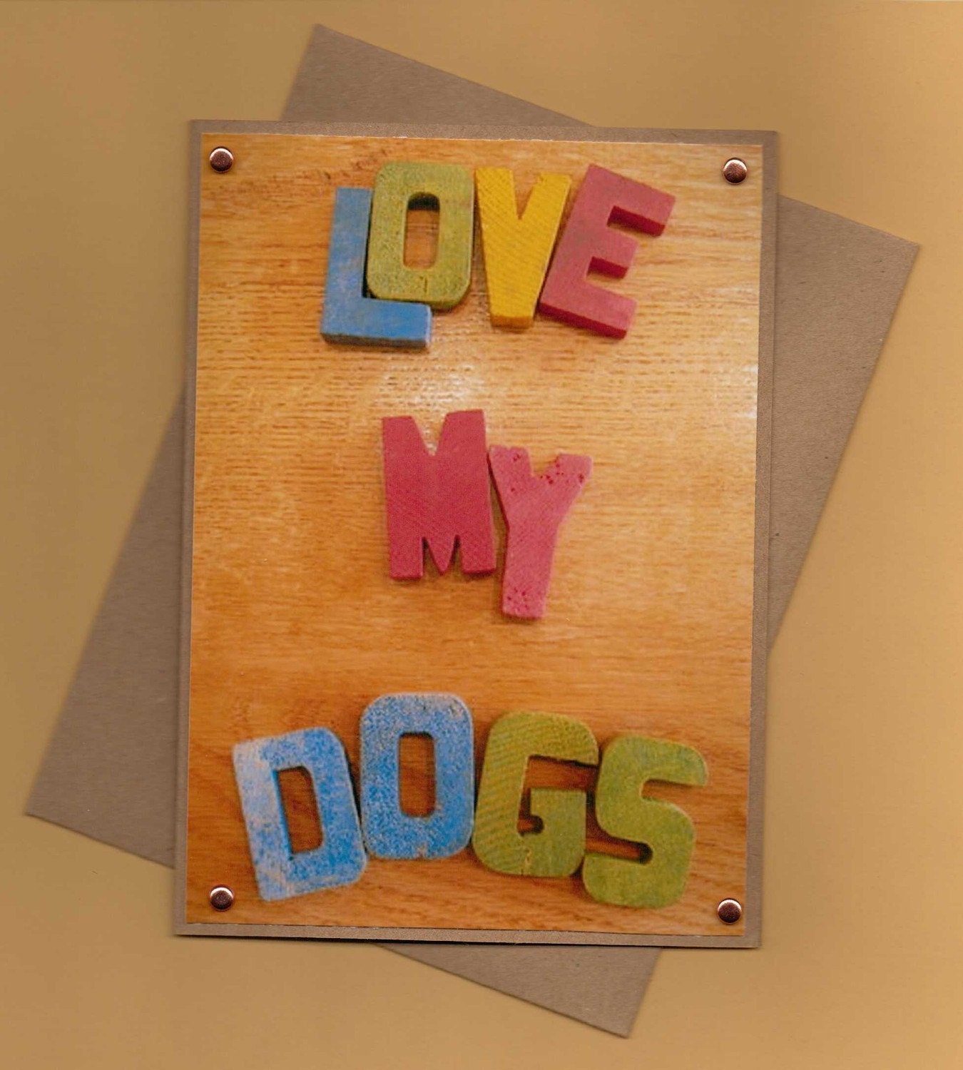Vintage Alphabet Letters Handmade Greeting Card Love My Dogs