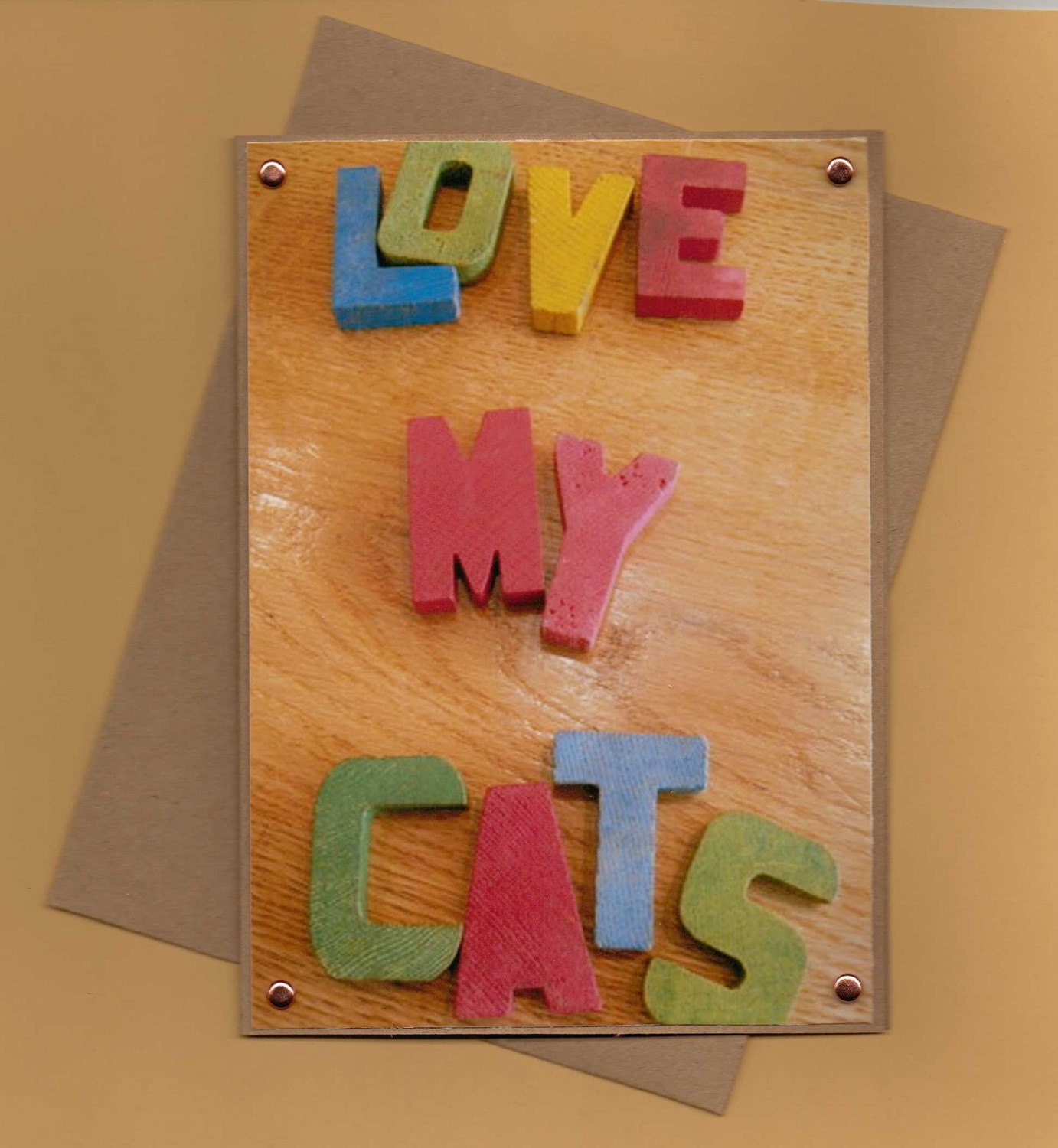 Vintage Alphabet Letters Handmade Greeting Card-Love My Cats