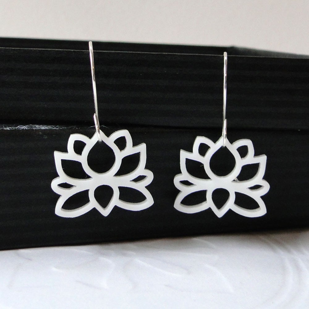 Lotus Earrings in white