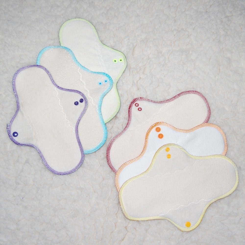 Undyed Moonbow Cloth Pads (bamboo variety pack of 6, regular length)