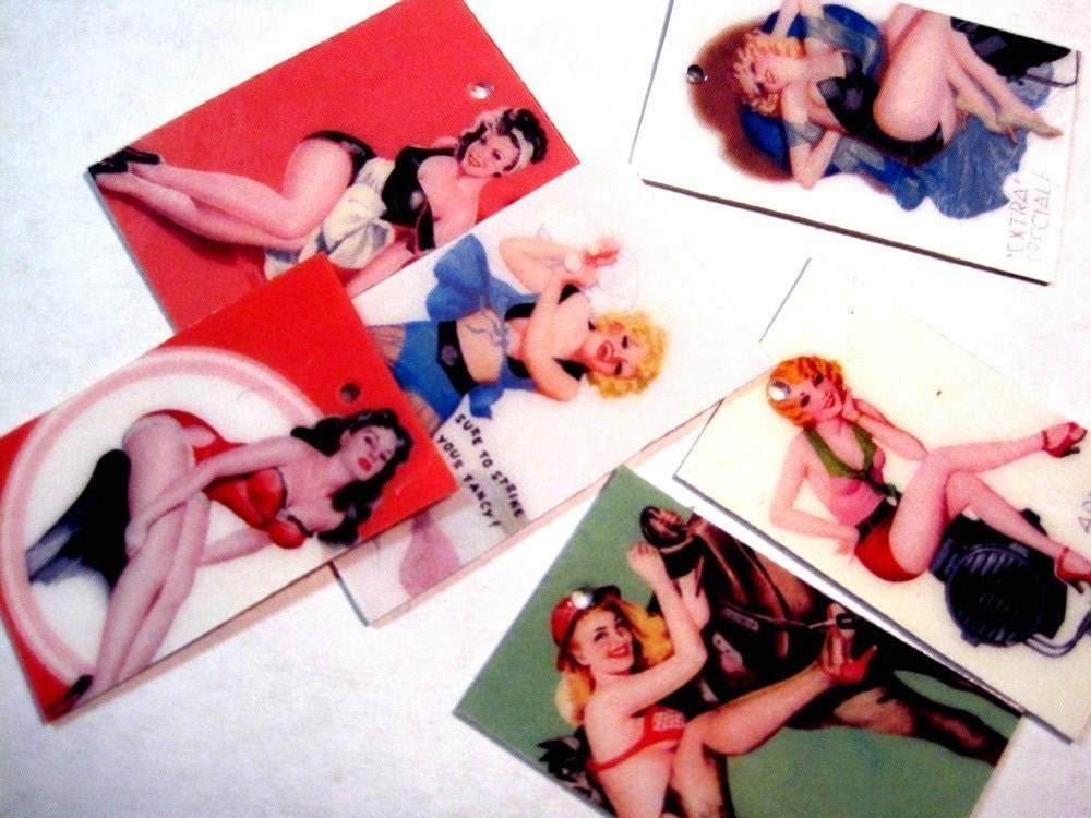 Six Random Pin up sexy girl charms Photo Jewelry