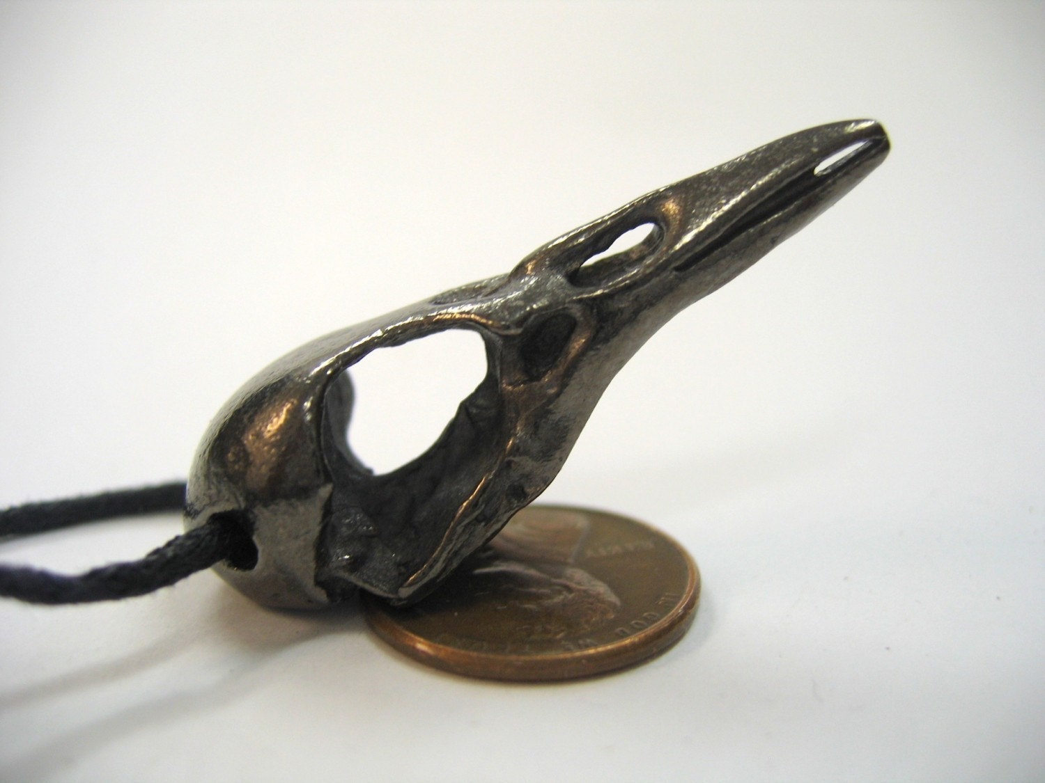 Bird Skull on Adjustable Black Cord - Raven Crow