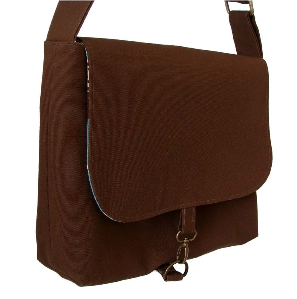 Brown Canvas 17"  Laptop Bag Messenger