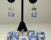 Greek Key Earrings in Sapphire Swarovski Crystal