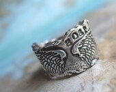 Angel Wings Ring in Recycled Fine Silver, Rustic Eco Friendly Gift for Her, Soar, Silver RIng Custom Size 4 5 6 7 8 9 10 11 12 13 14 15