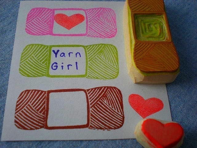 ball of yarn stamp, hand carved rubber stamps, handmade rubber stamp set