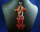 Gilded Steampunk Squid Necklace - Polymer Clay Jewelry Pendant