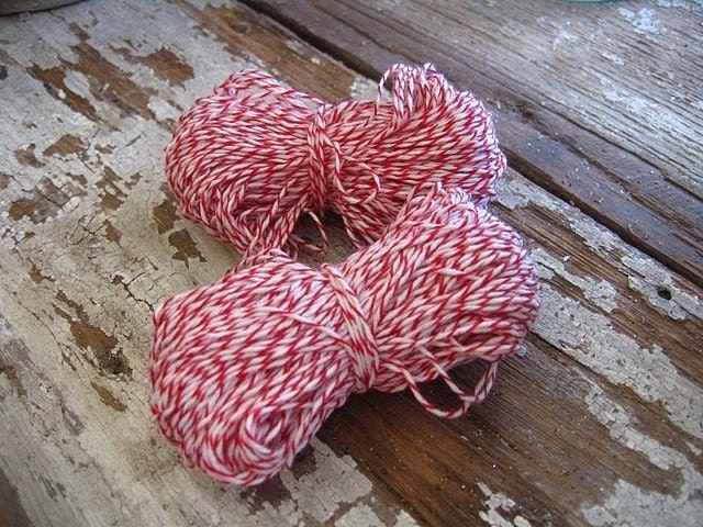 Red and White Bakers Twine 100 yards