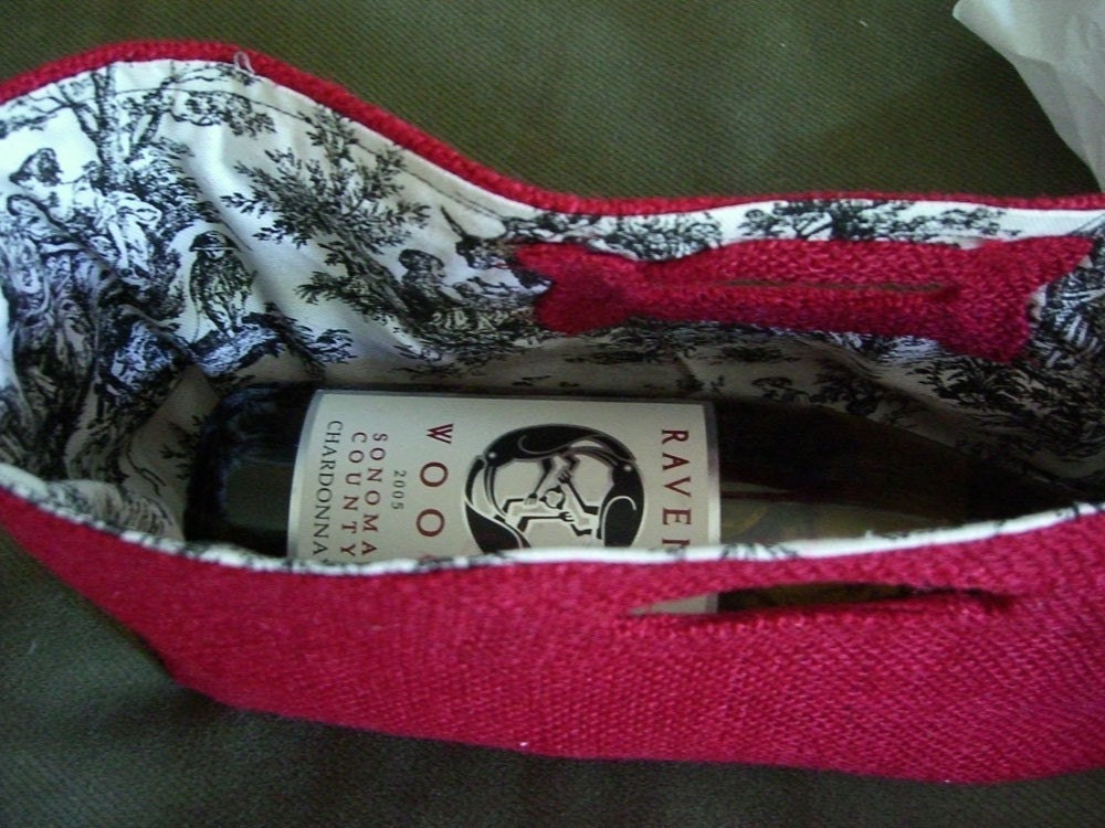 Not Your Usual Wine Bag. Monogrammed Red Burlap