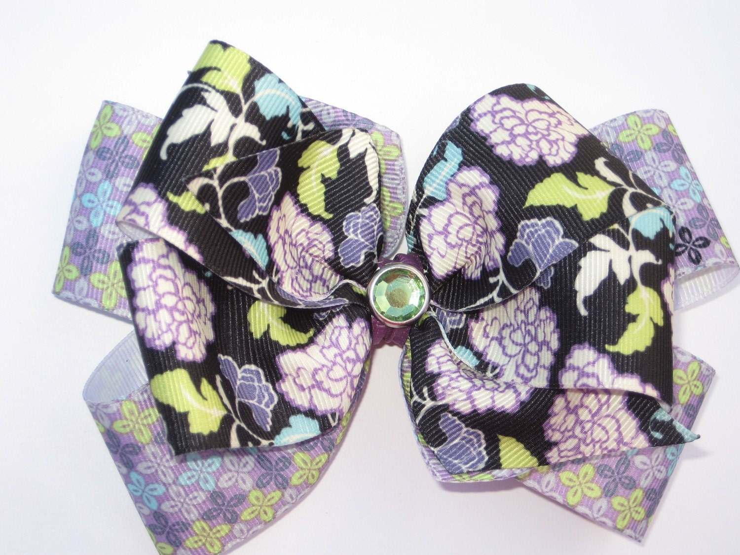 Lavender and Green Double Layer Bow
