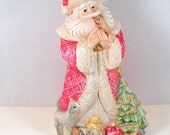 Handmade Ceramic Santa with Cats