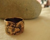 Bronze Ring Band Layered Natural Irregular Edges Unisex Mens Lady