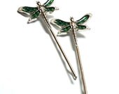 Green Dragonfly Bobby Pins