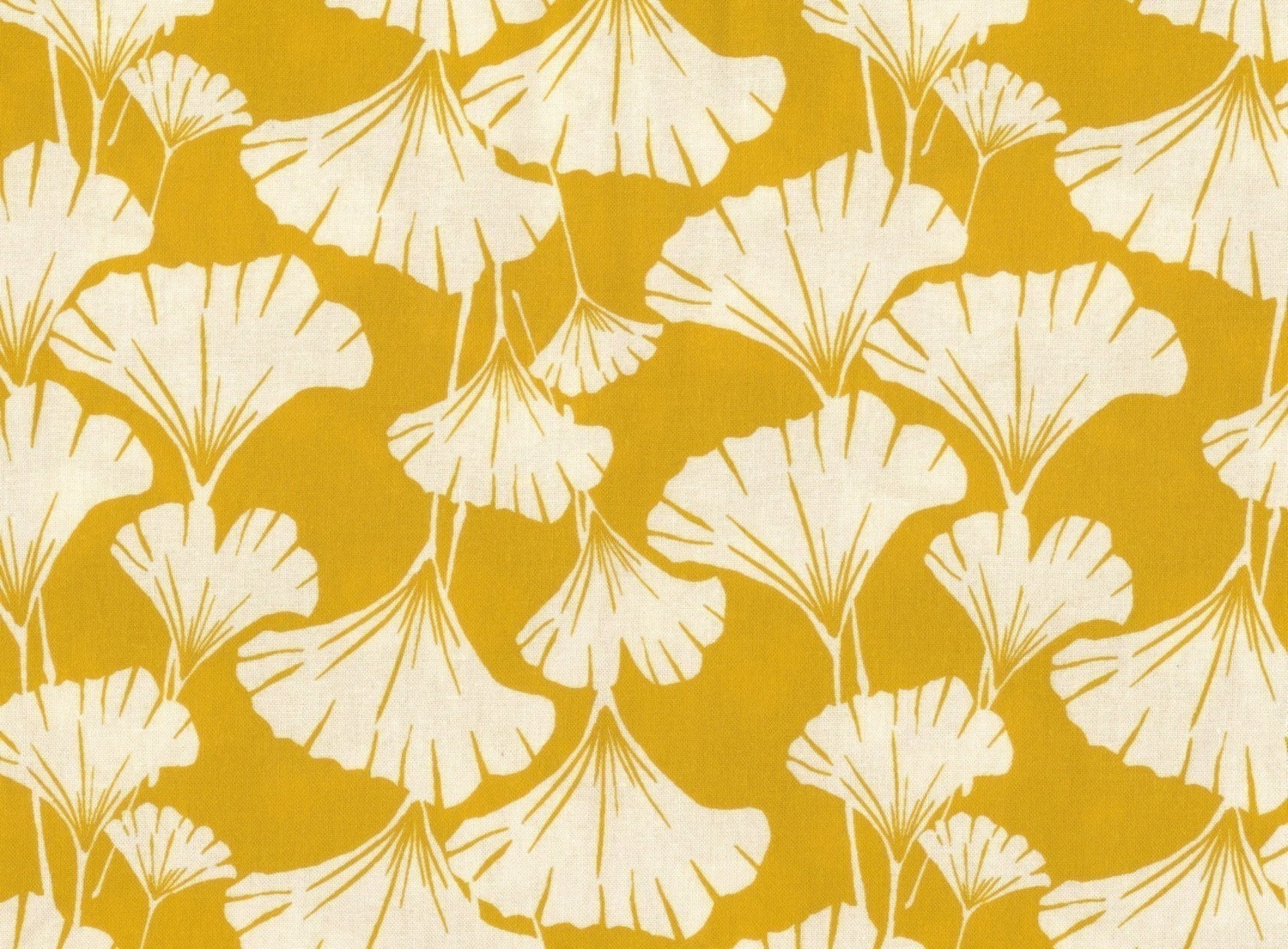 ginkgo leaves print fabric -mustard yellow- Organic cotton fabric - 18" x 28" Wide fat quarter