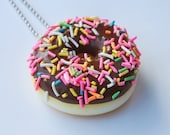 Scented Sprinkled Chocolate Donut Necklace ( Large )