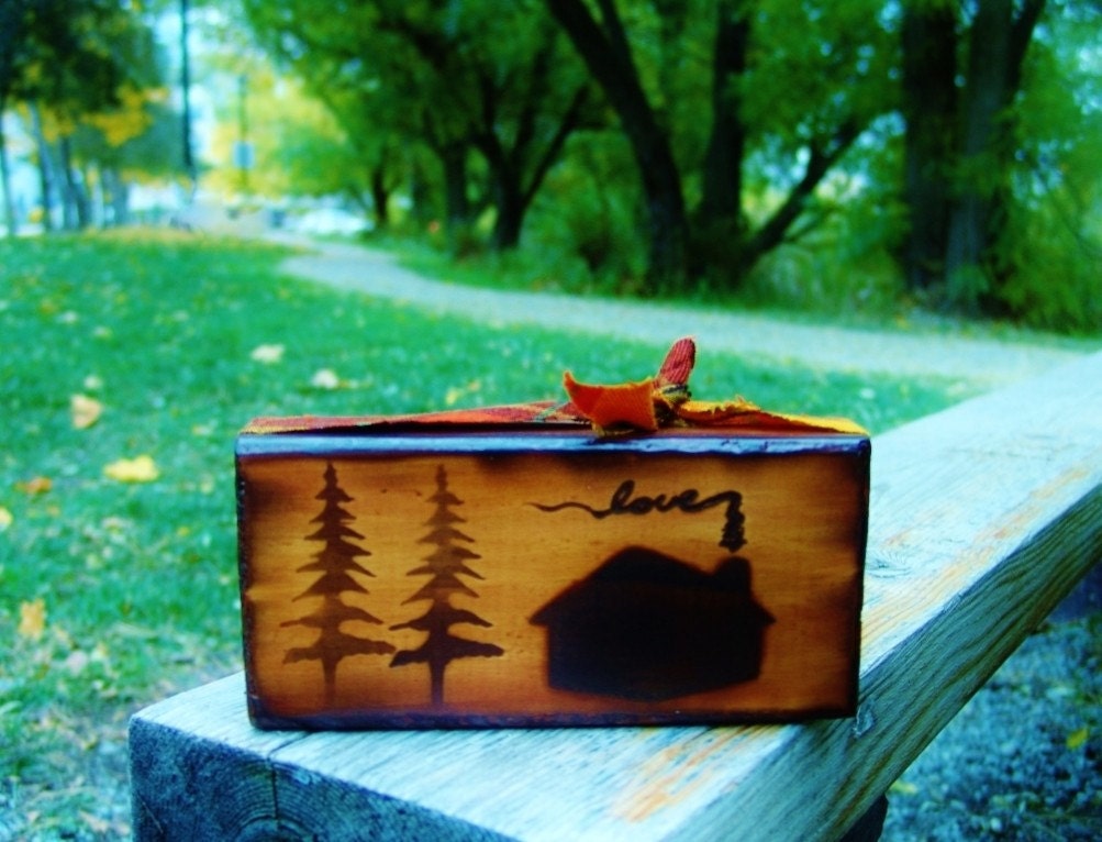 Rustic Cabin Decor Wood Block with Name or Saying in the Smoke Personalized