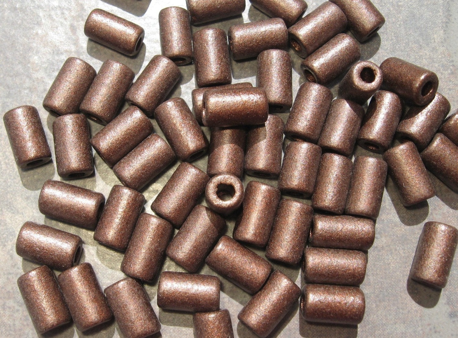 COPPER EARTHY Mykonos Greek Ceramic Beads 15 Small Tube 6x10mm