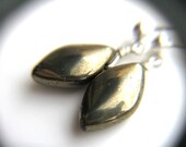 Shiny Pyrite Post Earrings . Metallic Fools Gold . Tribal Fashion . Sterling Silver . Natural Gemstone Teardrops - Braque Collection