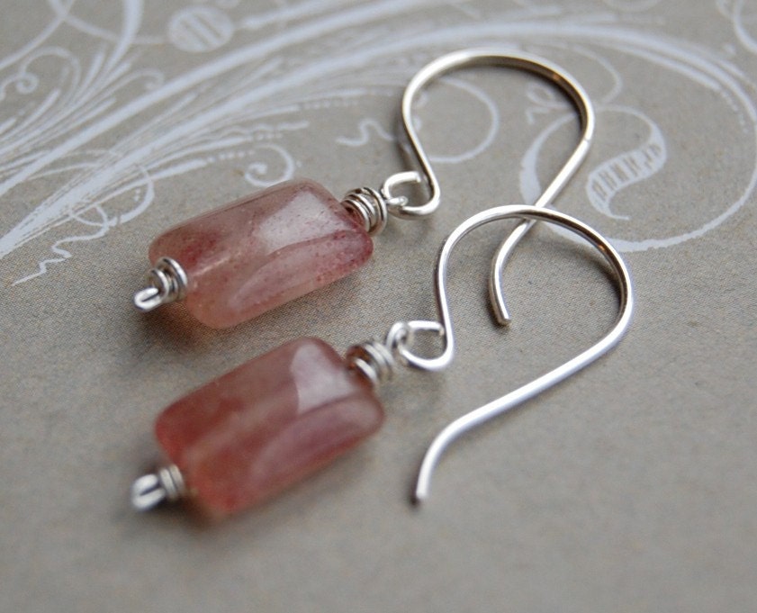 Cherry Blossom Earrings - Cherry Quartz, Sterling Silver