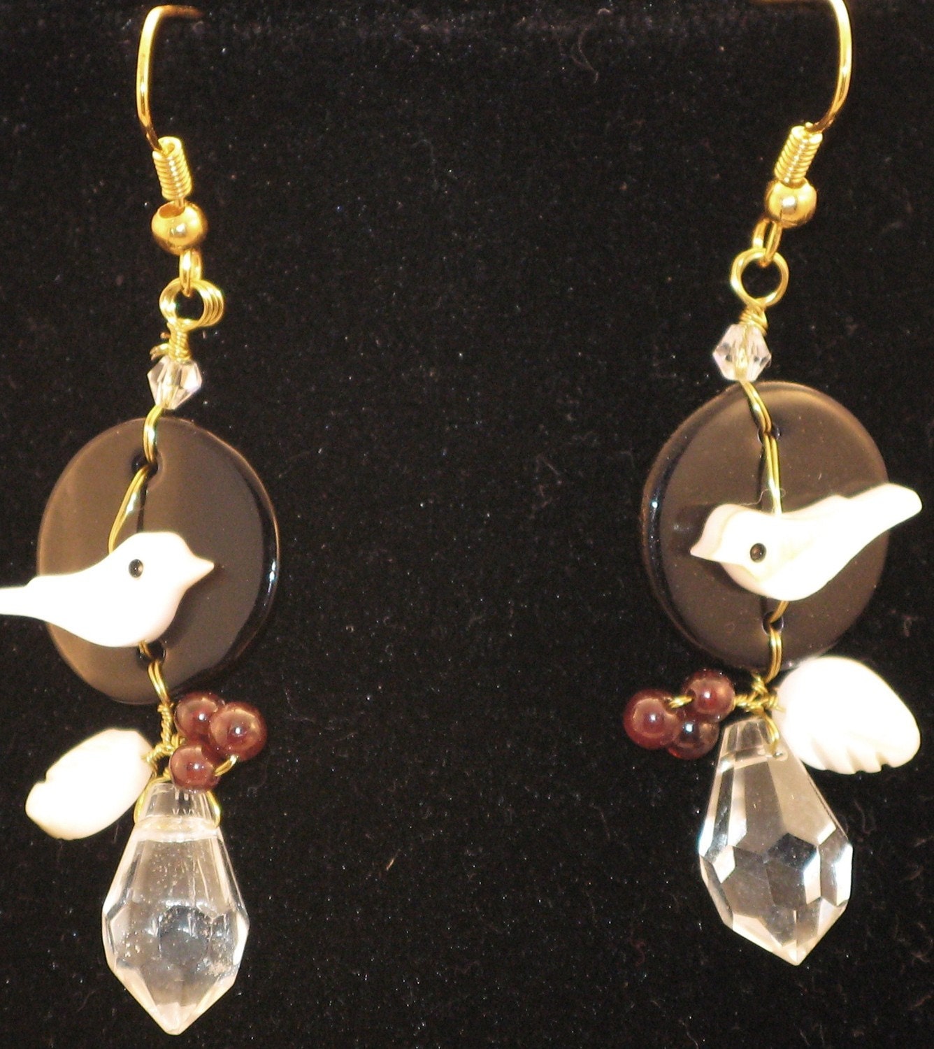 Bird and Berries dangle earrings - SALE