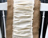 ruffled burlap farmhouse table runner - 48 inches long