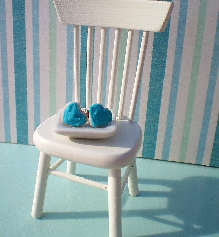 Petite Blue Heart Cookie Earrings