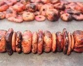 Mykonos Greek Ceramic 10 COHO ROSE PEBBLES Beads