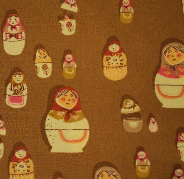 SALE Heather Ross Brown Matryoshka Dolls Free Spirit Fat Quarter