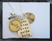 Hand Stamped Necklace - Personalized Charms in Mixed Metal - Hummingbird