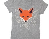Fox Tshirt by GNOME ENTERPRISES / athletic grey / Womens Sm Md Lg XL