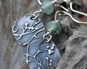 fine silver earrings with prehnite beads
