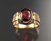 Garnet men's ring, 14k Gold, size 9