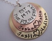 Stacked Mixed Metal Pendant Est Family Names and dates