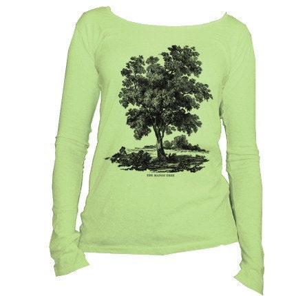 The Color Limeade - Organic Cotton Long Sleeve Scoop Neck Tshirt - Pick your design - HAND-DYED