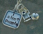 Hand Stamped Sterling Camera Charm Necklace- I Shoot People By Inspired Jewelry Designs