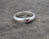 Lunar Ring  6 1/2 -Fine Silver,PMC,Cubic Zirconia,Pink Sapphire