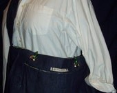 Megan Carry-All in Dark Denim with a retro green and white print lining