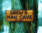 MAN CAVE Sign Custom Wood Burned Rustic Personalized Made to Order