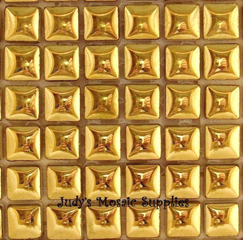 Gold Glazed Ceramic Squares Tesserae Mosaic Tiles - 100 3/8 Inch Tiles