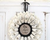 French Country Christmas Decor - Joyeux Noel Mistletoe Vintage French Reference Book Wreath - MTO - Apartment Therapy feature