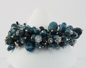 Blue and Black Cha-Cha Bracelet with Sterling Silver Accents