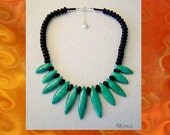 Bohemian Princess Turquoise and Lava Tribal Style Necklace